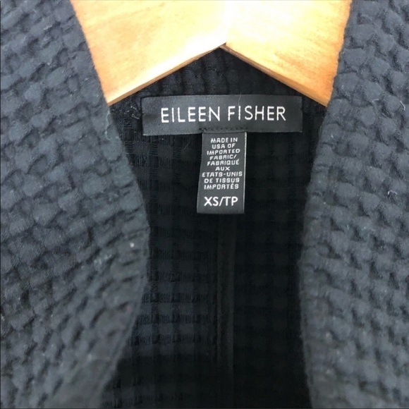EILEEN FISHER Black High Collar Long Jacket XS - Picture 7 of 8